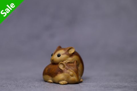 黄金鼠 根付（紫苑）