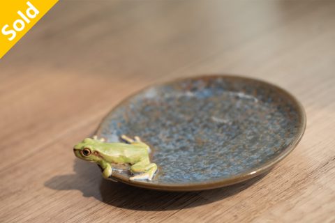 结晶釉绿蛙小皿（腰越祐贵）N22A260