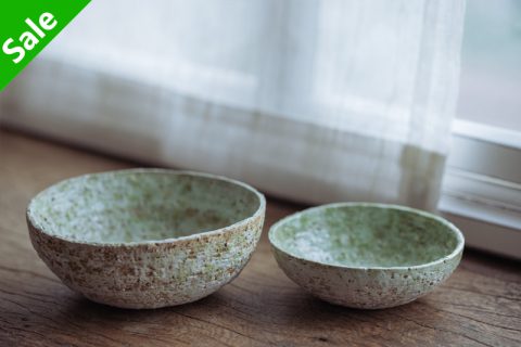 粗陶吹绿釉套碗（侯伟童）
