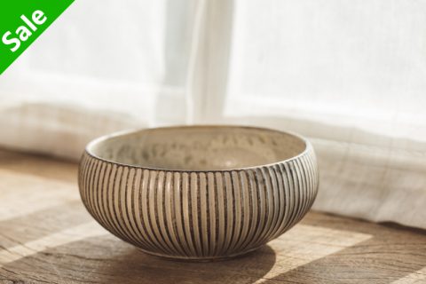 灰粉引深丸皿7寸（小仓夏树）N23B43