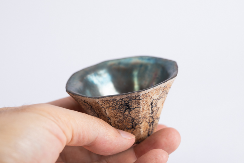 石纹熏银彩八角杯（平松龙马）N23B513