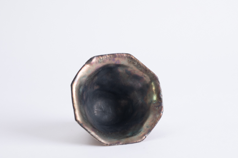 石纹熏银彩八角杯（平松龙马）N23B514