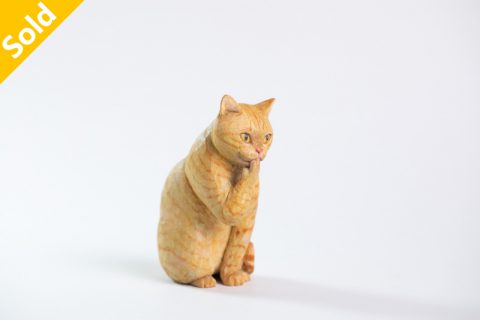 木雕猫 置物（久美）N25B007