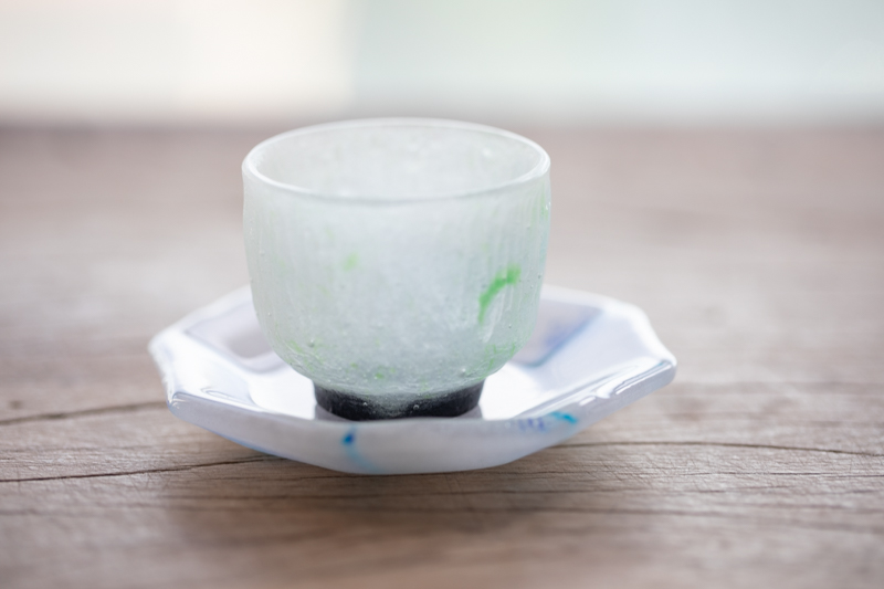 玻璃八角皿 茶托（铃木滋子）N25B128