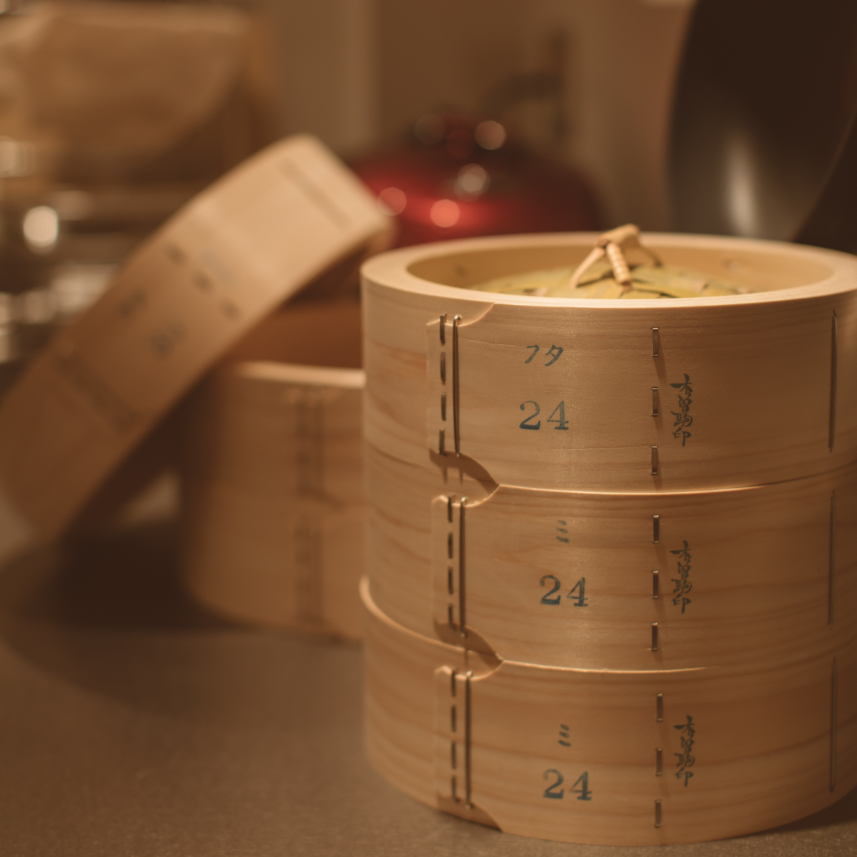 中华蒸笼 桧木30 双层带盖（木曽驹印）