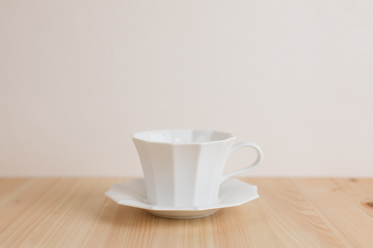 白瓷12角咖啡杯（村上雄一）
