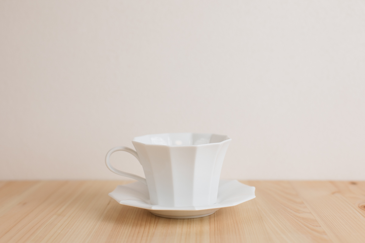 白瓷12角咖啡杯（村上雄一）