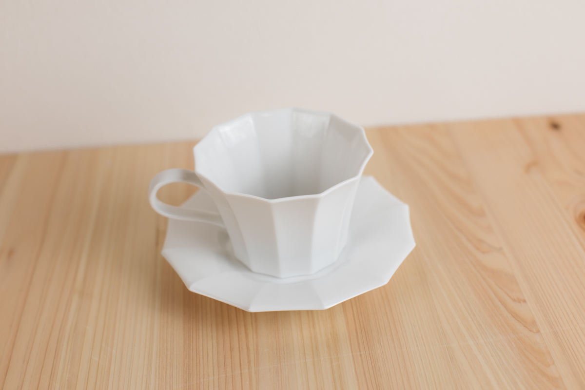 白瓷12角咖啡杯（村上雄一）