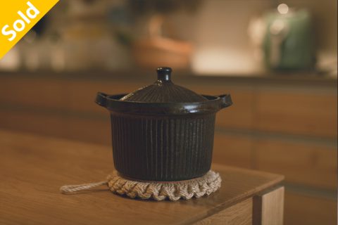 刻线纹青黑釉砂锅 3合（城进）