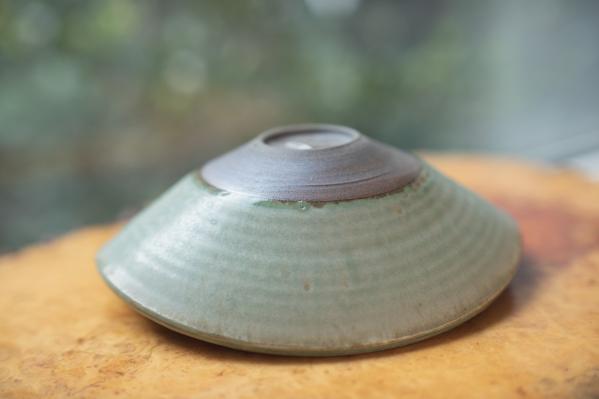 彩色灰釉 椭圆面碗（市野耕）