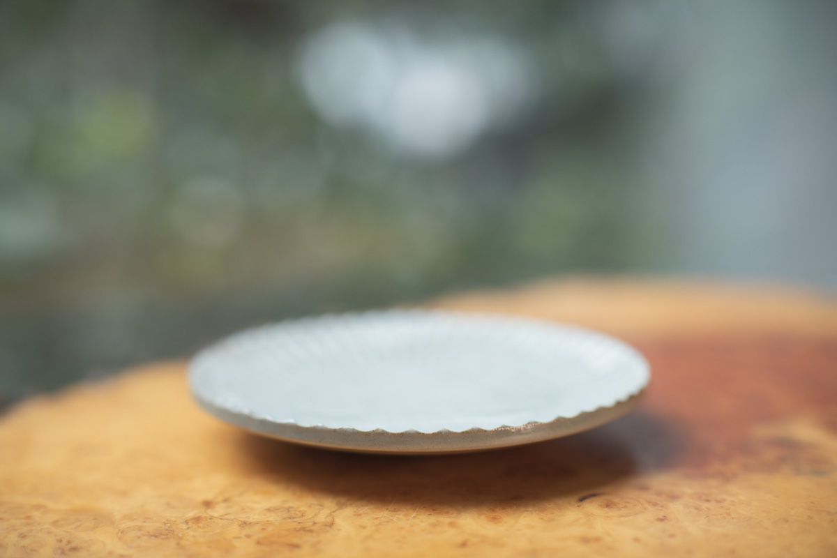 粉引 5寸花形盘（市野耕）