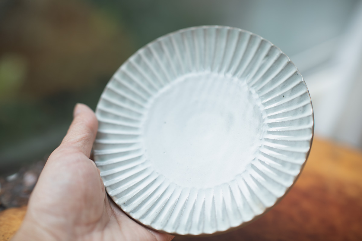 粉引 5寸花形盘（市野耕）