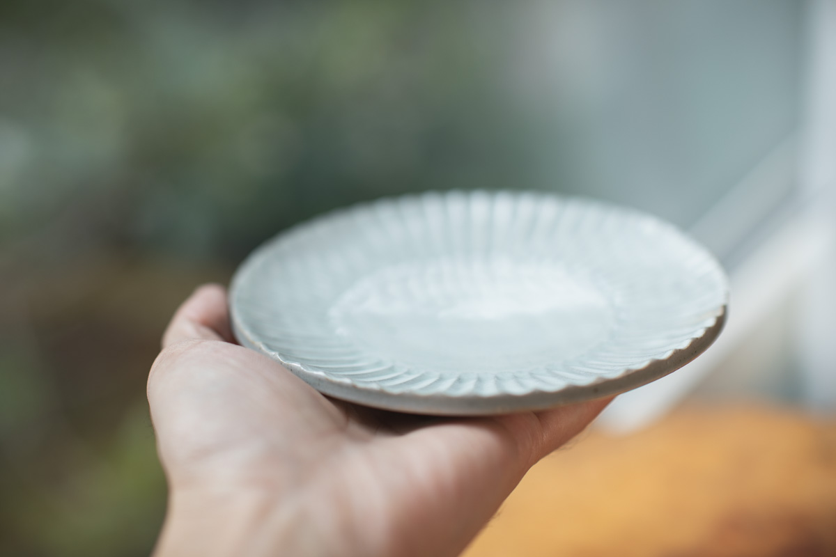 粉引 5寸花形盘（市野耕）