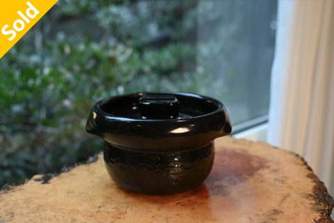 云井窑 饭锅 二盒黑釉（中川一边陶）N24B467