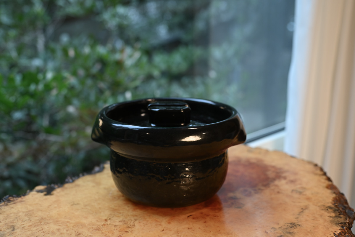 云井窑 饭锅 二盒黑釉(中川一边陶)N24B467