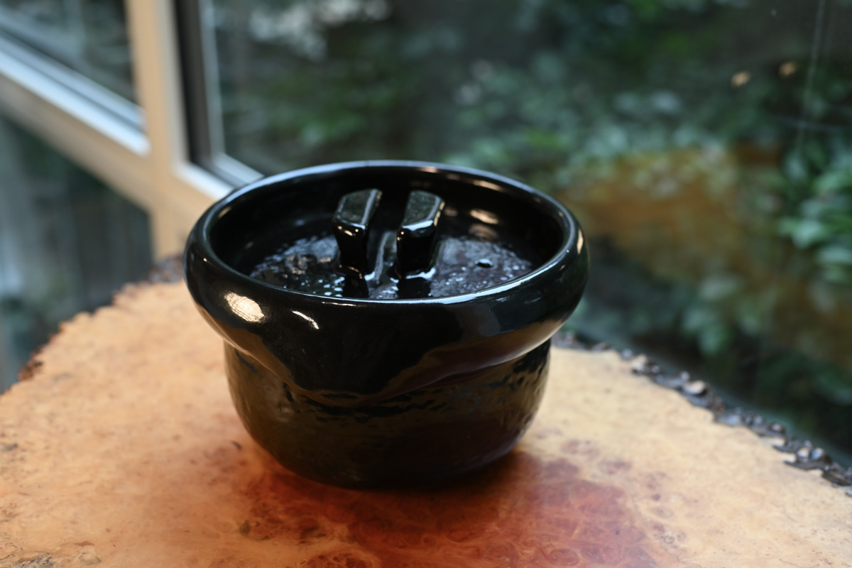 云井窑 饭锅 二盒黑釉(中川一边陶)N24B467