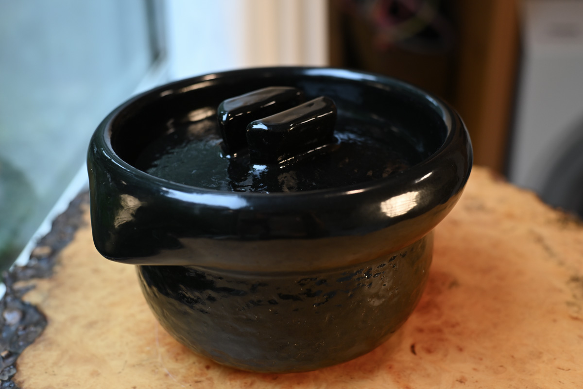 云井窑 饭锅 二盒黑釉(中川一边陶)N24B467